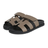 Hermes Chypre Sandals Etoupe Epsom Palladium Hardware 37 EU