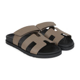 Hermes Chypre Sandals Etoupe Epsom Palladium Hardware 37 EU