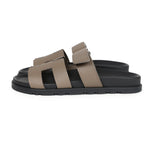 Hermes Chypre Sandals Etoupe Epsom Palladium Hardware 37 EU