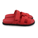 Hermes Chypre Techno Sandal Rose Vermillon Suede Palladium Hardware 38 EU