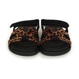 Hermes Leopard Print Chypre Techno Sandals Gold & Black Moire, Calfskin & Suede Palladium Hardware 37 EU