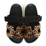 Hermes Leopard Print Chypre Techno Sandals Gold & Black Moire, Calfskin & Suede Palladium Hardware 37 EU
