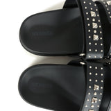 Hermes Chypre Techno Sandals Black Studded Calfskin Palladium Hardware 38 EU