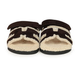 Hermes Chypre Techno Sandals Marron Ebene Suede and Ecru Shearling Palladium Hardware EU 37 - Thumbnail View 5