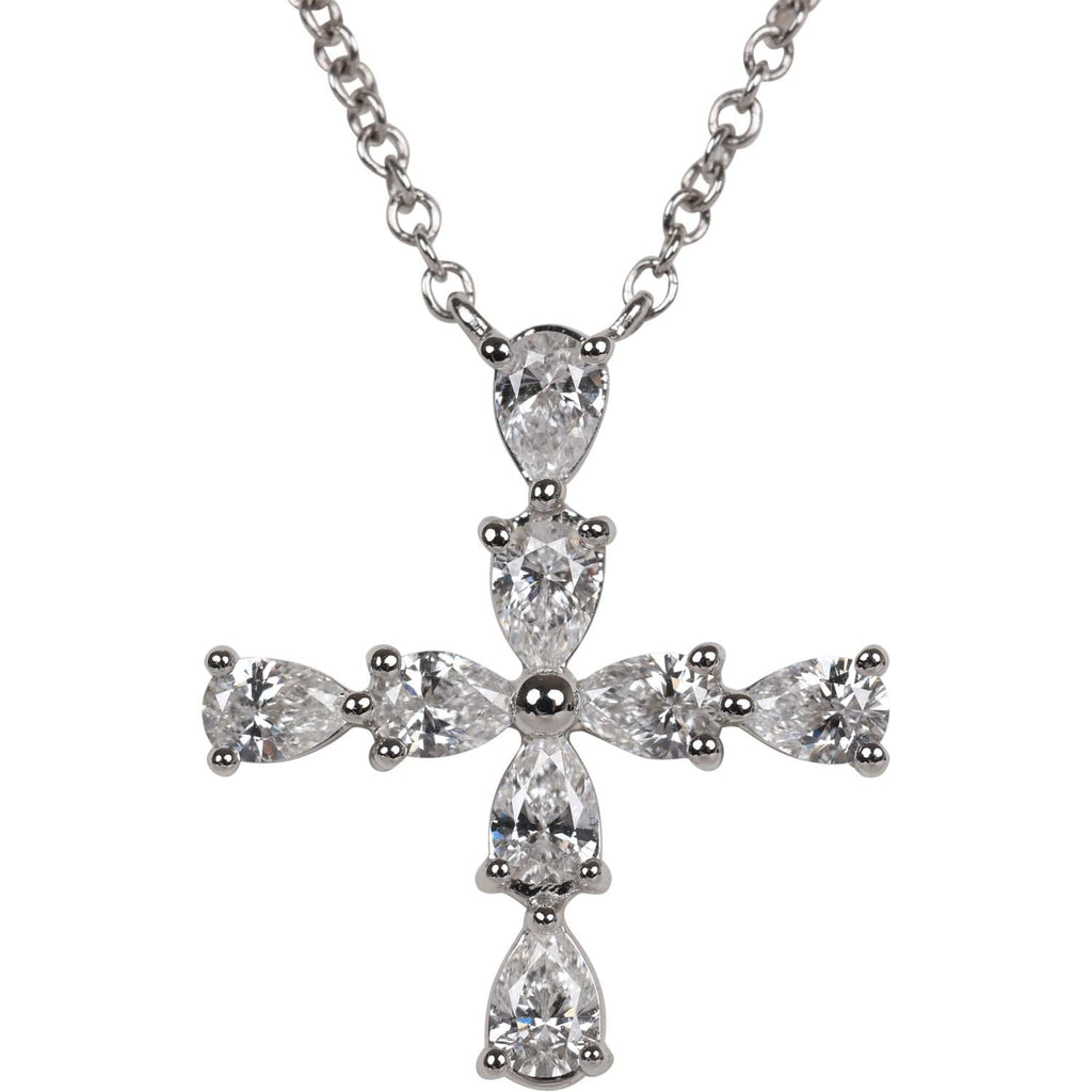 Pear Shape Sapphire and Diamond Cross-over Necklace