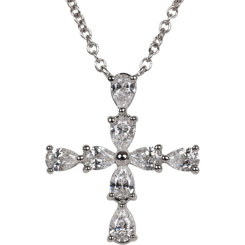 Harry Winston Symbols Cross Pendant Pear Shaped Diamonds Platinum