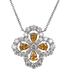 Harry Winston Loop Full Motif Pendant Yellow Sapphire and Diamond Platinum