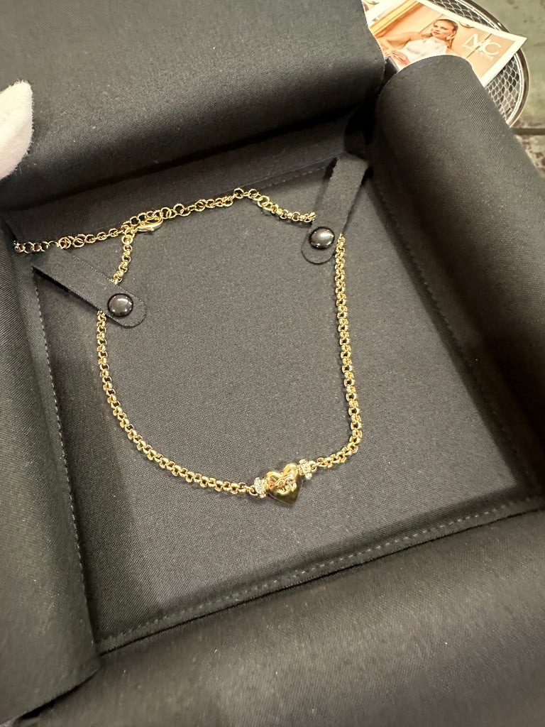 Chanel Metal & Strass Gold & Crystal Choker Necklace