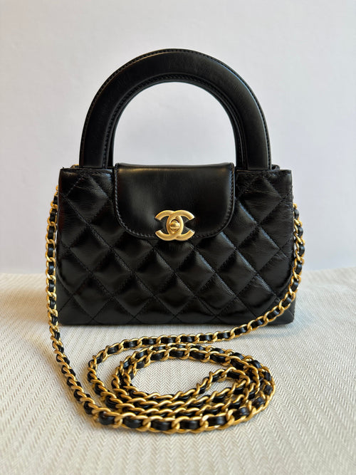 Chanel Small Kelly Black Shiny Aged Brushed Gold Hardware