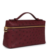 Loro Piana Extra Pocket L19 Pouch Burgundy Ostrich Gold Hardware