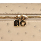 Loro Piana Extra Pocket L19 Pouch Beige Ostrich Gold Hardware