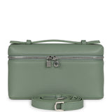 Loro Piana Extra Pocket L19 Pouch Sage Brush Leaves Grained Calfskin Silver Hardware