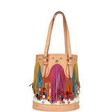 Vintage Louis Vuitton White Multicolor Fringe Bucket Bag