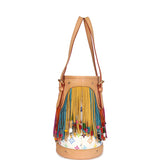 Vintage Louis Vuitton White Multicolor Fringe Bucket Bag