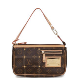 Pre-owned Louis Vuitton Brown Monogram Riveting Pochette Gold Hardware