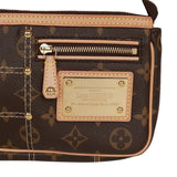 Pre-owned Louis Vuitton Brown Monogram Riveting Pochette Gold Hardware