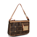 Pre-owned Louis Vuitton Brown Monogram Riveting Pochette Gold Hardware