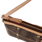 Pre-owned Louis Vuitton Brown Monogram Riveting Pochette Gold Hardware
