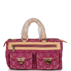 Vintage Louis Vuitton Neo Speedy Pink Denim Monogram Gold Hardware