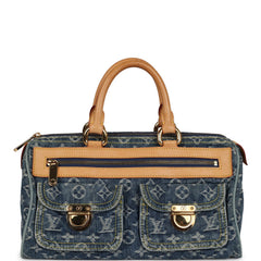Vintage Louis Vuitton Neo Speedy Blue Denim Monogram Gold Hardware