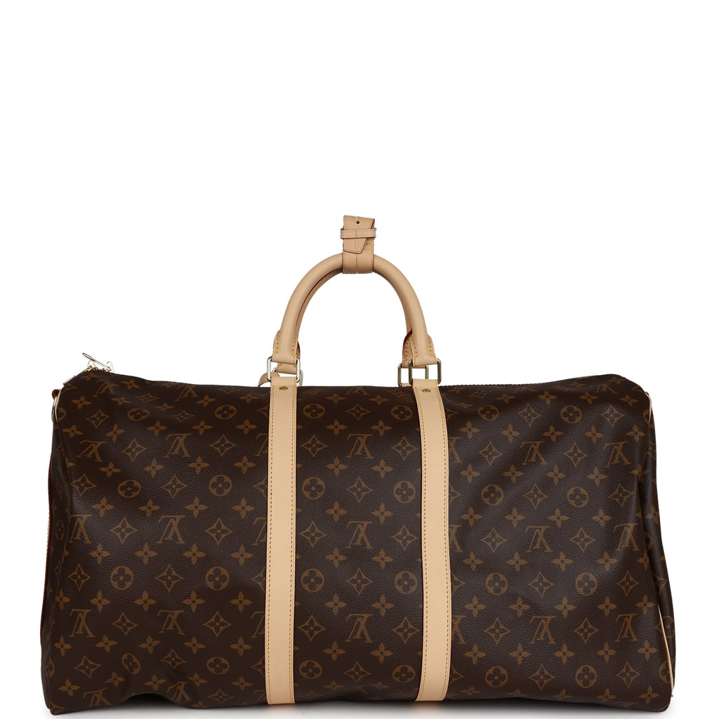 Louis Vuitton Keepall Bandouliere 55 Brown Monogram Coated Canvas Brass Hardware