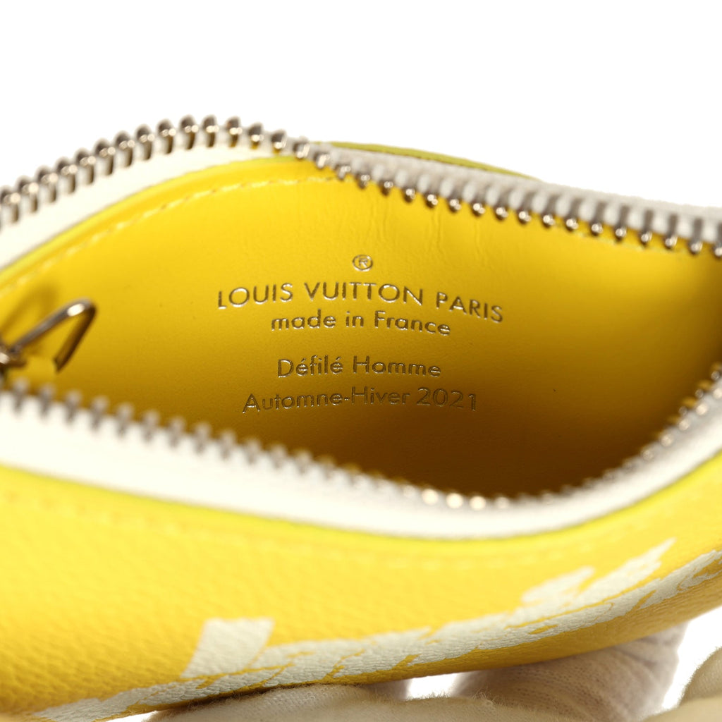 Louis Vuitton X Virgil Abloh Everyday Key Pouch Yellow Leather Silver Hardware Yellow/White New and Never Worn Coated Canvas