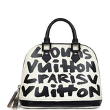 Vintage Louis Vuitton x Stephen Sprouse Graffiti Alma MM Black and White Leather Silver Hardware