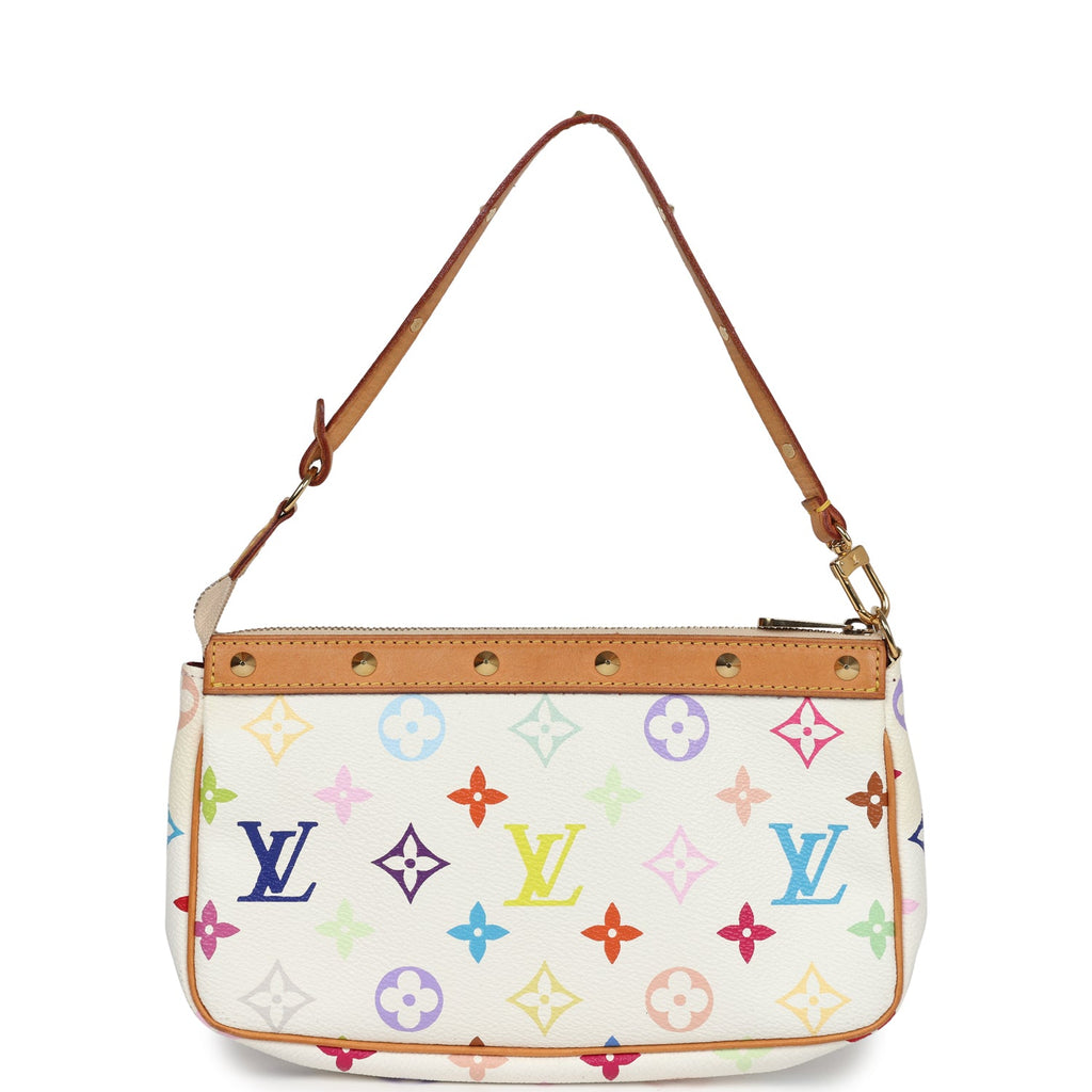 Vintage Louis Vuitton White Multicolor Monogram Pochette Accessories G