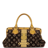 Vintage Louis Vuitton Trompe L'Oeil L'Ingenieux Handbag Yellow/Brown Alligator/Monogram Velvet Gold Hardware