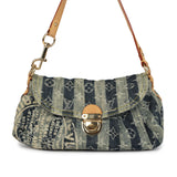 Vintage Louis Vuitton Mini Striped Pleaty Raye Shoulder Bag Blue Washed Monogram Denim Gold Hardware