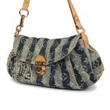 Vintage Louis Vuitton Mini Striped Pleaty Raye Shoulder Bag Blue Washed Monogram Denim Gold Hardware