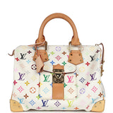 Pre-owned Louis Vuitton x Takashi Murakami Speedy 30 White Multicolor Monogram Gold Hardware