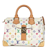 Pre-owned Louis Vuitton x Takashi Murakami Speedy 30 White Multicolor Monogram Gold Hardware