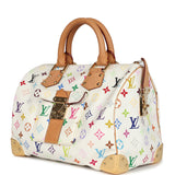 Pre-owned Louis Vuitton x Takashi Murakami Speedy 30 White Multicolor Monogram Gold Hardware