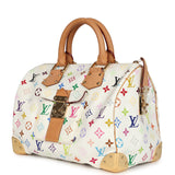 Pre-owned Louis Vuitton x Takashi Murakami Speedy 30 White Multicolor Monogram Gold Hardware