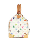 Pre-owned Louis Vuitton x Takashi Murakami Speedy 30 White Multicolor Monogram Gold Hardware