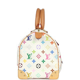 Pre-owned Louis Vuitton x Takashi Murakami Speedy 30 White Multicolor Monogram Gold Hardware