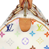 Pre-owned Louis Vuitton x Takashi Murakami Speedy 30 White Multicolor Monogram Gold Hardware