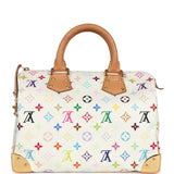 Pre-owned Louis Vuitton x Takashi Murakami Speedy 30 White Multicolor Monogram Gold Hardware