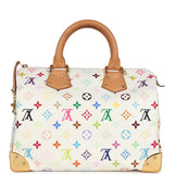 Pre-owned Louis Vuitton x Takashi Murakami Speedy 30 White Multicolor Monogram Gold Hardware