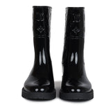 Louis Vuitton Drops Flat Half Boots Black Monogram Rubber 37 EU