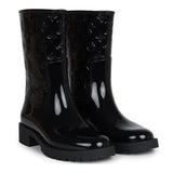 Louis Vuitton Drops Flat Half Boots Black Monogram Rubber 37 EU