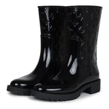 Louis Vuitton Drops Flat Half Boots Black Monogram Rubber 37 EU