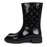 Louis Vuitton Drops Flat Half Boots Black Monogram Rubber 37 EU