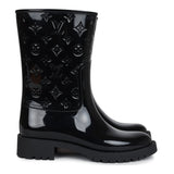 Louis Vuitton Drops Flat Half Boots Black Monogram Rubber 37 EU