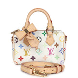 Louis Vuitton X Murakami Nano Speedy Bag White Multicolor Monogram Gold Hardware