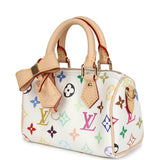 Louis Vuitton X Murakami Nano Speedy Bag White Multicolor Monogram Gold Hardware