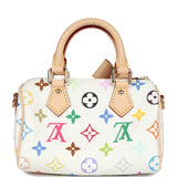 Louis Vuitton X Murakami Nano Speedy Bag White Multicolor Monogram Gold Hardware