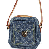 Pre-owned Louis Vuitton Camera Crossbody Bag Blue Monogram Denim Gold Hardware