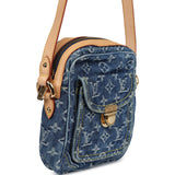 Pre-owned Louis Vuitton Camera Crossbody Bag Blue Monogram Denim Gold Hardware